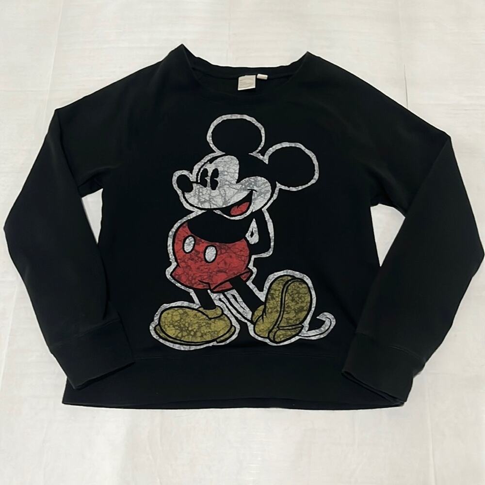 VTG Disney Mickey Mouse Classic Pose Pullover Black Sweatshirt Women’s Size …